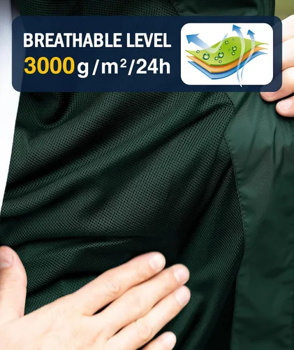 Miniatura 3 de SWISSWELL Chaqueta impermeable para hombre, rompevientos, ligera con capucha para uso diario casual