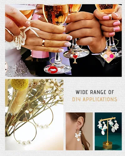 Miniatura 6 de JIALEEY 100 anillos de cristal de vino de 0.98 pulgadas chapados en oro de 0.98 pulgadas (0.984 in), aro abierto para hacer joyas, boda, fiesta