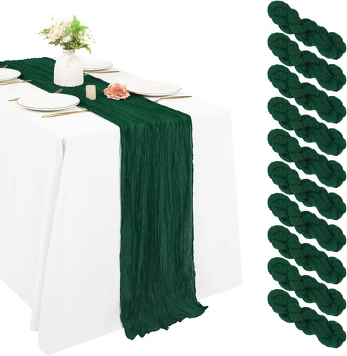 Miniatura 56 de 10 piezas de camino de mesa de estopilla en azul bebé 10 pies, camino de mesa de gasa para recepción de boda, despedida de soltera, fiesta