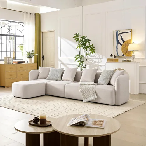Miniatura 7 de Sofá modular de 118 pulgadas con otomana, sofá seccional de asiento profundo para sala de estar, sofá en forma de L para apartamento, cómodo sofá