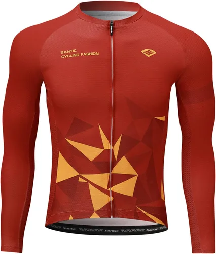 Miniatura 84 de Santic - Camiseta de ciclismo para hombre, manga larga, reflejante, cremallera completa, con bolsillos