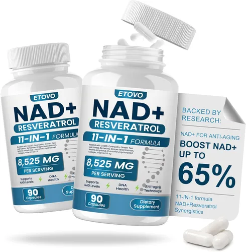 Suplemento NAD+, 8525mg Refuerzo NAD Liposomal con Resveratrol NAD Plus con Coptisina, Quercetina, Curcumina, Apoya la Salud Celular, Fuerza Física