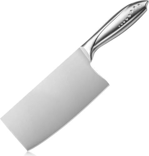 Miniatura 10 de WELLSTAR Cuchillo de carnicero para carne de arcoíris, cuchillo de carnicero chino iridiscente de 7 pulgadas, cuchillo de cocina alemán súper