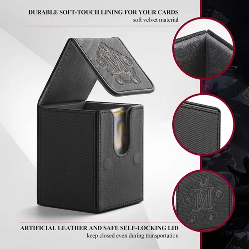 Miniatura 2 de Caja de cubierta TCGUARD para almacenamiento de cartas MTG, con capacidad para 100 o más cartas con funda individual, forro de microfibra y caja