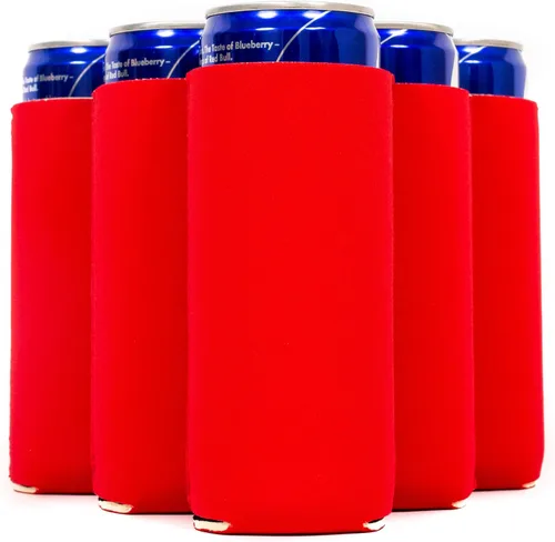 Miniatura 16 de QualityPerfection Fundas delgadas para enfriar latas, cerveza/energía (paquete de 6) para bebidas en blanco, 12 onzas, alta calidad, 0.157 in