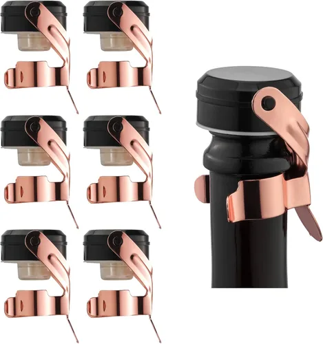 Miniatura 8 de WOTOR Tapones para botella de vino y champán de acero inoxidable con silicona de grado alimenticio, a prueba de fugas, se mantienen frescos, Negro