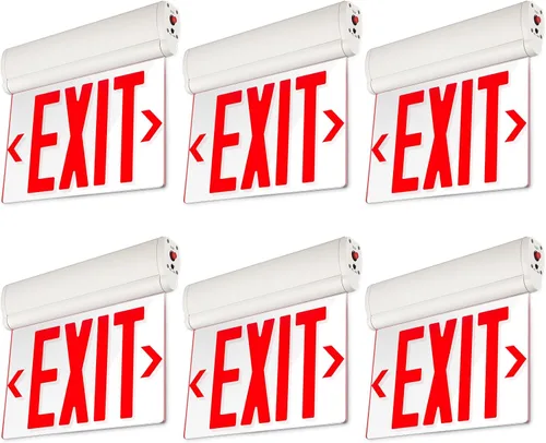 Miniatura 9 de LEONLITE Señal de salida de emergencia verde, UL 924, letrero de salida LED con borde iluminado, luces de salida cableadas con batería de respaldo
