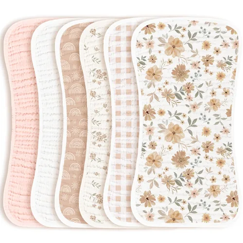 Miniatura 15 de Konssy - Juego de paños de muselina para eructos de bebé, unisex - 6 unidades grandes, 100 % algodón, ropa para eructos para recién nacidos, niñas