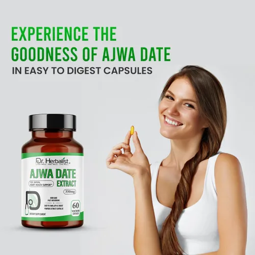 Miniatura 2 de Dr. HERBALIST Extracto de dátiles Ajwa 350mg - 60 cápsulas Sin OMG Absorción rápida Vegetariano