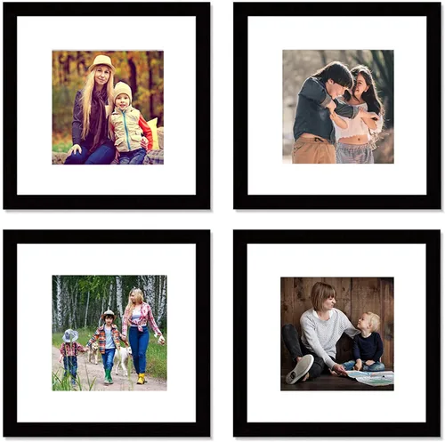 Pojah - Juego de marcos de fotos cuadrados con estera para exhibir fotos de 5x5 o 8x8, vidrio de PVC, para decoración de pared en el hogar u oficina