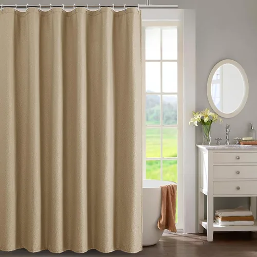 Miniatura 69 de OWENIE Cortina de ducha blanca para baño, 96 pulgadas, extra larga, elegante cortina de ducha de tela texturizada en relieve 3D, repelente al agua