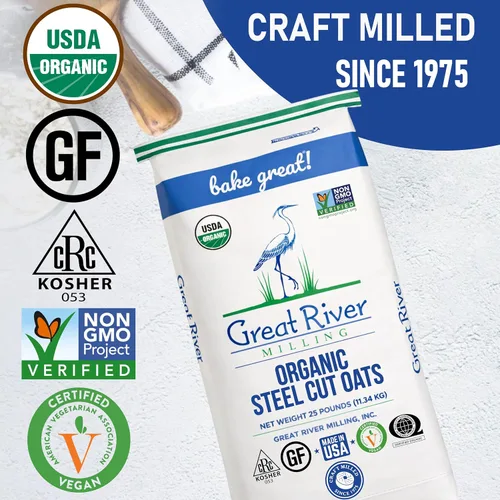 Miniatura 9 de Great River Milling Avena orgánica cortada de acero Grano entero, sin OMG, Kosher abundante saludable Textura y sabor ricos Perfecto
