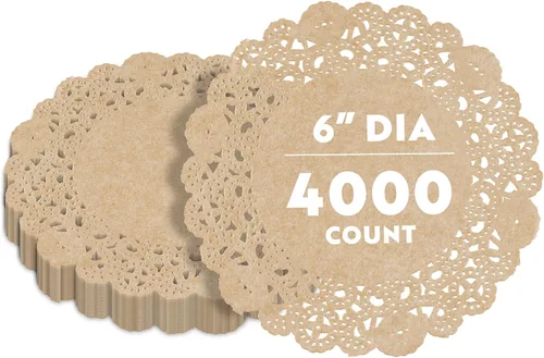 Miniatura 40 de Restaurantware Pastry Tek Blondas de Encaje de 4 x 4 Pulgadas 100 Vajilla Decorativa - Blondas de Mesa Desechables Redondas de Papel Negro