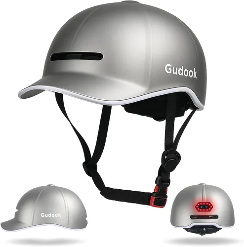 Miniatura 9 de Casco de Bicicleta para Adultos - Cascos de Bicicleta para Hombres y Mujeres - con Luces Traseras LED - Casco Ajustable Estilo Gorra de Béisbol
