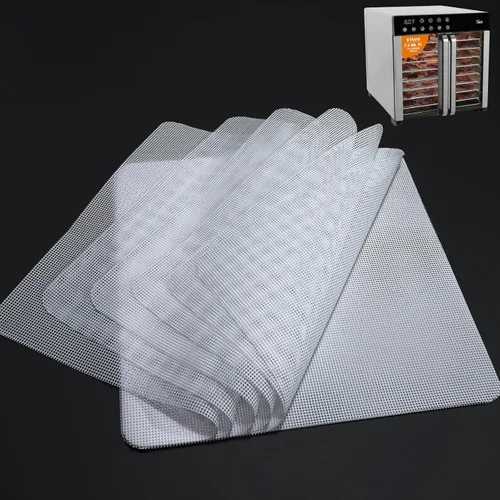 Miniatura 13 de Forros de bandeja deshidratadora de silicona compatibles con deshidratador de alimentos Cosori C267-FD, paquete de 6 hojas deshidratadoras de malla