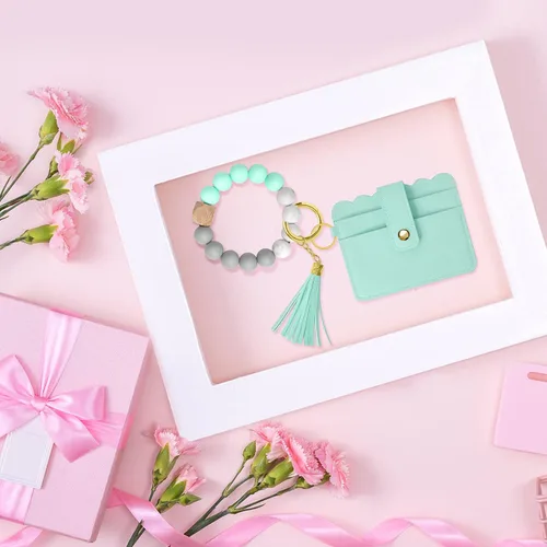 Miniatura 7 de YUOROS Llavero billetera cartera de pulsera para mujer llavero pulsera tarjetero