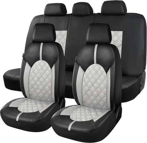 Miniatura 13 de CAROMOP Fundas de asiento de coche de cuero PU de lujo, juego delantero - Fundas de asiento impermeables y antimanchas para automóviles, fundas