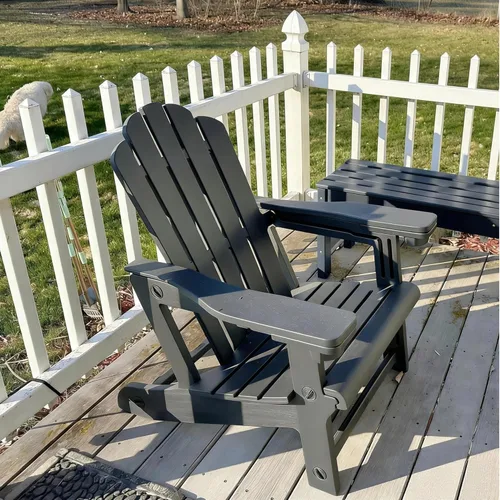 Miniatura 15 de PURPLE LEAF Adirondack Chair Set of 2 HDPE All-Weather Patio Adirondack Chair with 24.6" Oversized Seat Wood-Textured Outdoor Fire Pit Chair with