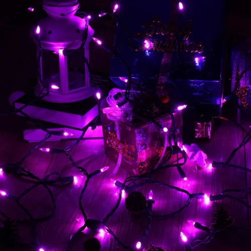 Miniatura 7 de Brizled luces de Halloween moradas, 10 mt, 100 luces LED de Halloween al aire libre, 120 V, certificación UL, linea de luces decorativas