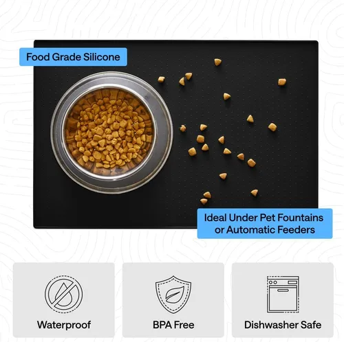 Miniatura 5 de Gorilla Grip - Tapete de 100% silicona impermeable con borde elevado, sin BPA, para alimentación de mascotas, contiene derrames, protege el piso