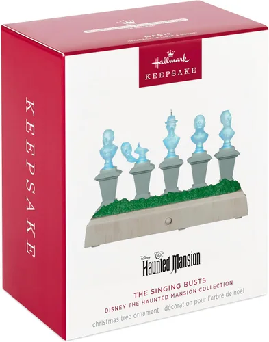 Miniatura 3 de Tarjeta de recuerdo navideña Hallmark, colección Disney La mansión embrujada, bustos cantantes con luz y sonido, regalos para fans de Disney