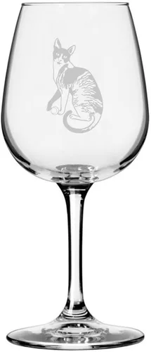Miniatura 167 de Copa de vino de 12.75 onzas con temática de gato abisinio grabada para todo uso