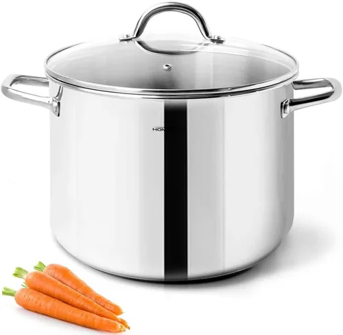 HOMICHEF Olla de Caldo de 8 Cuartos con Tapa de Acero Inoxidable Sin Níquel - Olla de Caldo Pulida como Espejo de 8 QT con Tapa - UTENSILIOS DE