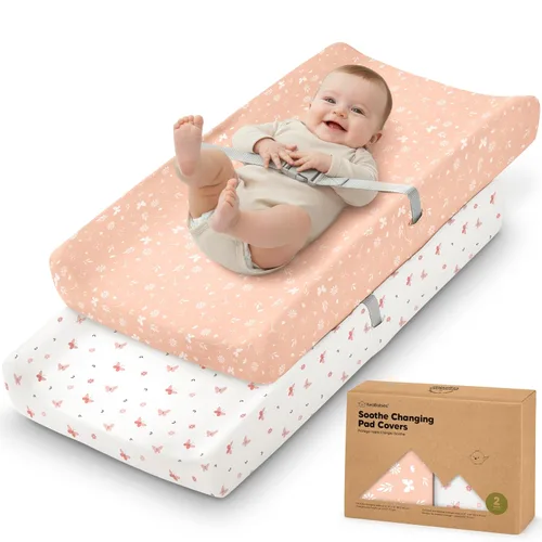Miniatura 43 de Paquete de 2 fundas orgánicas para cambiador para niña, niño, neutro - 100% algodón, funda para almohadilla de mesa cambiadora, sábanas suaves