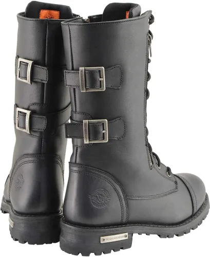 Miniatura 8 de Milwaukee Leather Botas de cuero con cordones tácticas negras de 13 pulgadas de alto para hombre con cremallera con bolsillo de almacenamiento