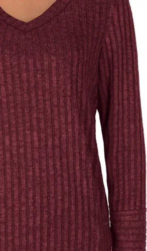 Miniatura 4 de WIHOLL - Suéter de manga larga, con cuello en V, color liso, a la moda para mujer