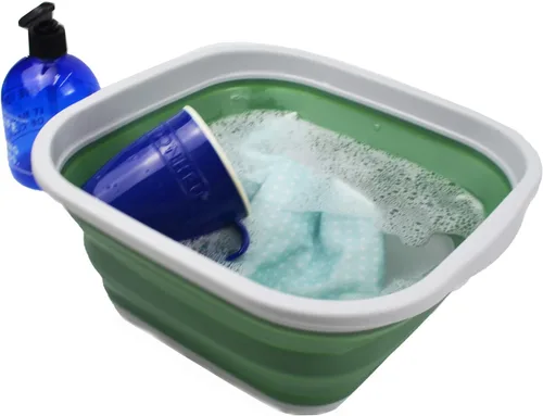 Miniatura 4 de SAMMART Juego de 2 tinas plegables de 5.5 L (1.4 galones) - Tina plegable para platos - Lavabo portátil - Tina de plástico que ahorra espacio
