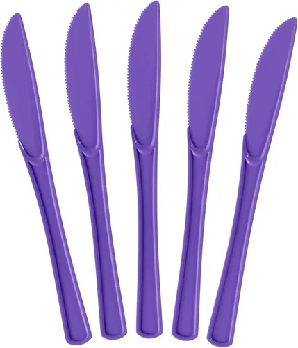 Miniatura 20 de Exquisite Cuchillos desechables de plástico azul claro, 100 piezas, cubiertos desechables de plástico azul claro resistente, cubiertos desechables