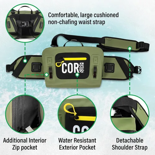 Miniatura 2 de Riñonera impermeable Riñonera de pesca lumbar sumergible de 8 litros con cremallera hermética Perfecto para pesca con mosca, canotaje, camping