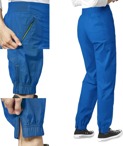 Miniatura 6 de WonderWink WonderFLEX - Camiseta curvada con cuello muesca para mujer 6208 y pantalón deportivo con cremallera tipo cargo 5908 (XS - 3XL)