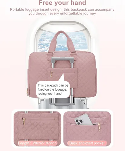 Miniatura 4 de Bolsa de lona de viaje, bolsa de fin de semana para mujer, R2-pink, Bolsa de viaje