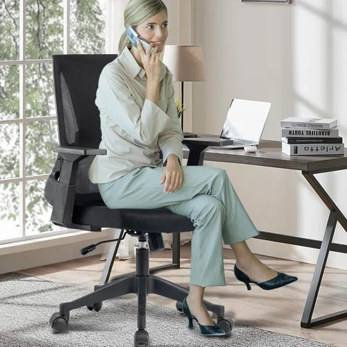 Miniatura 8 de CLATINA Silla de oficina grande y alta de 500 libras, sillas ergonómicas de malla resistente con soporte lumbar ajustable y asiento ancho y cómodo