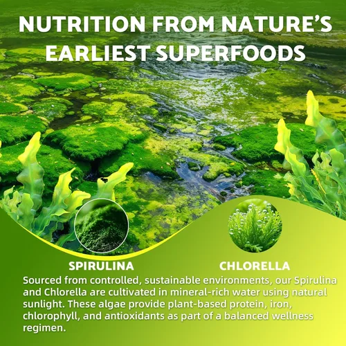 Miniatura 7 de Gomitas orgánicas de Spirulina Chlorella, mezcla de súper verduras con proteínas, clorofila, vitamina C, D3, B12, zinc, apoyan la energía diaria