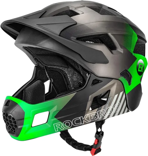 ROCKBROS Casco integral para niños Cascos de bicicleta para niños Casco ligero de bicicleta de montaña para niños pequeños Desmontable para MTB BMX