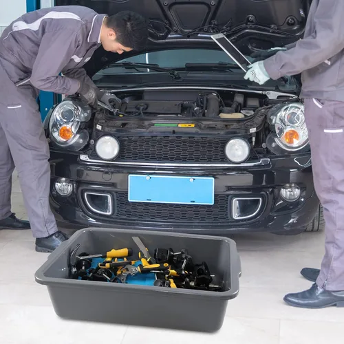 Miniatura 4 de Paquete de 4 cajas de autobús comerciales, 23 L de plástico, color gris