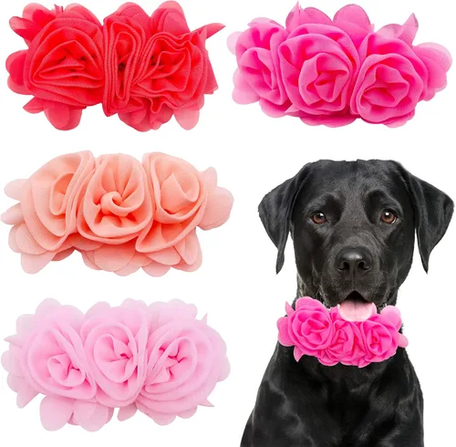 Collar de perro de 4 o 6 o 20 piezas de flores grandes para mascotas, accesorios para collar de mascotas pequeñas, medianas y grandes, hembra, gato,