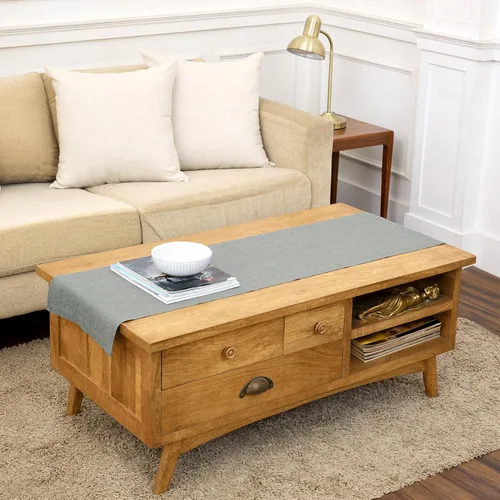 Miniatura 22 de Solino Home - Camino de mesa de lino, amarillo limón cambray, 14 x 120 pulgadas, Athena, lavable a máquina y de 100% lino europeo hecho a mano 15