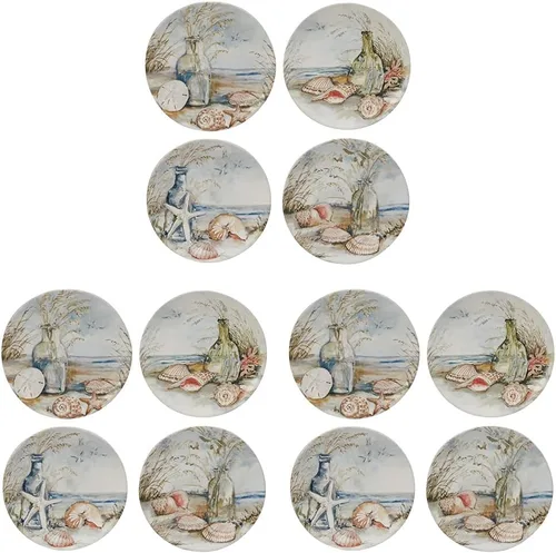 Miniatura 9 de Certified International Coastal Landscape - Juego de 4 platos para ensalada/postre de 9 pulgadas, diseños surtidos, multicolor, mediano, juego de 4