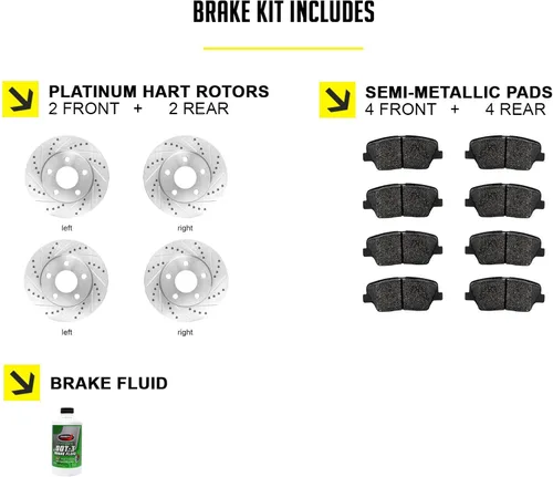 Miniatura 2 de Hart Brakes Kit de frenos y rotores traseros delanteros Pastillas de freno delanteras y traseras Rotores y pastillas de frenos Pastillas