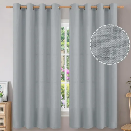 Miniatura 145 de BGment Cortinas de Lino Beige de 63 Pulgadas de Largo 2 Paneles - Tratamientos para Ventanas con Textura de Arpillera Filtrantes de Luz Cortinas