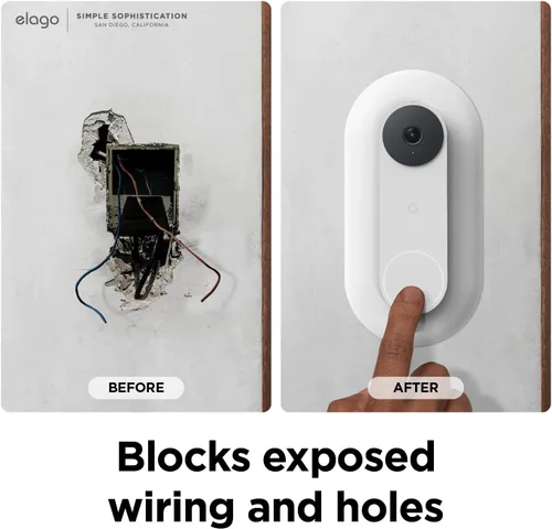Miniatura 3 de elago Soporte compatible con Google Nest Hello Video Doorbell Wall Plate (cableado, 2ª y 3ª generación), timbre de puerta, color perfecto para Nieve
