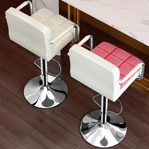 Miniatura 5 de GIZNXBA Taburetes de bar giratorios de cuero para taburete de cocina, taburetes de bar de altura ajustable con respaldo silla de comedor con / Beige