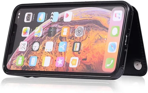 Miniatura 6 de Funda de teléfono para iPhone Xs Max de 6.5 pulgadas 2018 con protector de pantalla de vidrio templado, tarjetero con tapa de cuero para celular i X