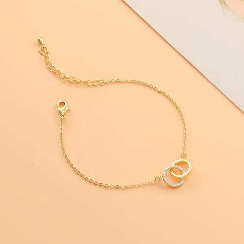Miniatura 4 de Collner Pulsera delicada de oro para mujer, chapada en oro de 14 quilates, ligera, pulsera de cadena de espiga de espiga con círculo, dije