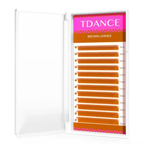 Miniatura 8 de Extensiones de pestañas marrón oscuro TDANCE Extensiones de pestañas de color 0.03/0.05/0.07mm rizo C/D Láseres de pestañas marrón premium para uso
