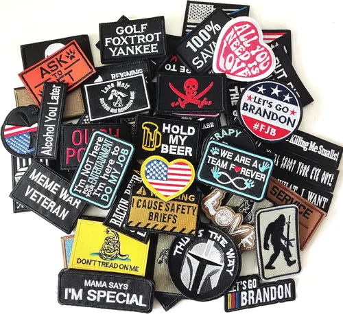 Miniatura 3 de Paquete de 12 parches tácticos de moral al azar, lazo de bordado completo y gancho para sujetar gorras, bolsos, mochilas, arnés, chaleco, uniformes